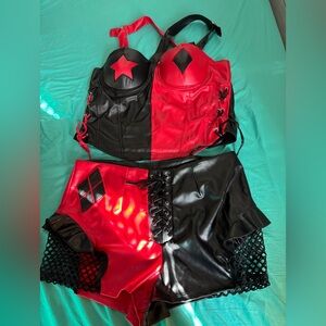 Harley Quinn Women's Red & Black Costume Suit Size XL